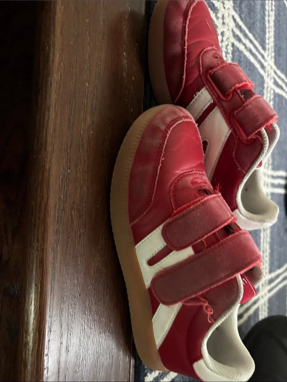 Kids Red and White Velcro Sneakers